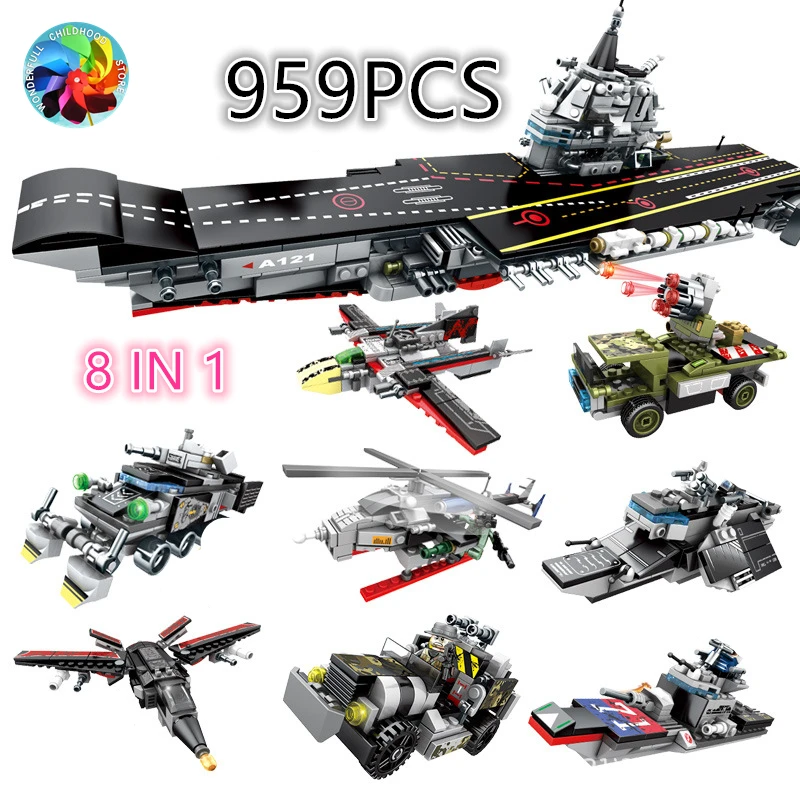 8 In 1 Aircraft Warship Building Blocks Aircrafted Carrier Military Ship Helicopter Tank Warship Truck Bricks Children Toys Gift
8 In 1 Aircraft Warship Building Blocks Aircrafted Carrier Military Ship Helicopter Tank Warship Truck Bricks Children Toys Gift