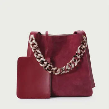New Fashion Chain Travel Bag Frosted Women Handbags Genuine Suede Leather Bucket Shoulder Bag Designer Christmas Gift Bags Red 
New Fashion Chain Travel Bag Frosted Women Handbags Genuine Suede Leather Bucket Shoulder Bag Designer Christmas Gift Bags Red