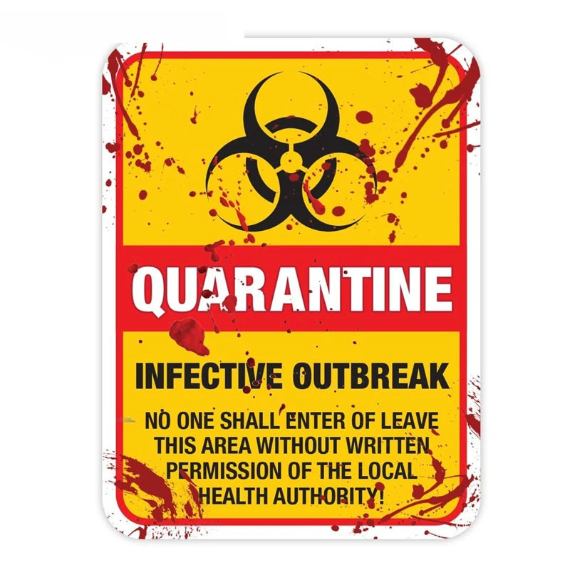 

Funny ZOMBIE Warning Quarantine Infected Area Caution Retro-reflective Car Sticker Decals,20cm*15cm
