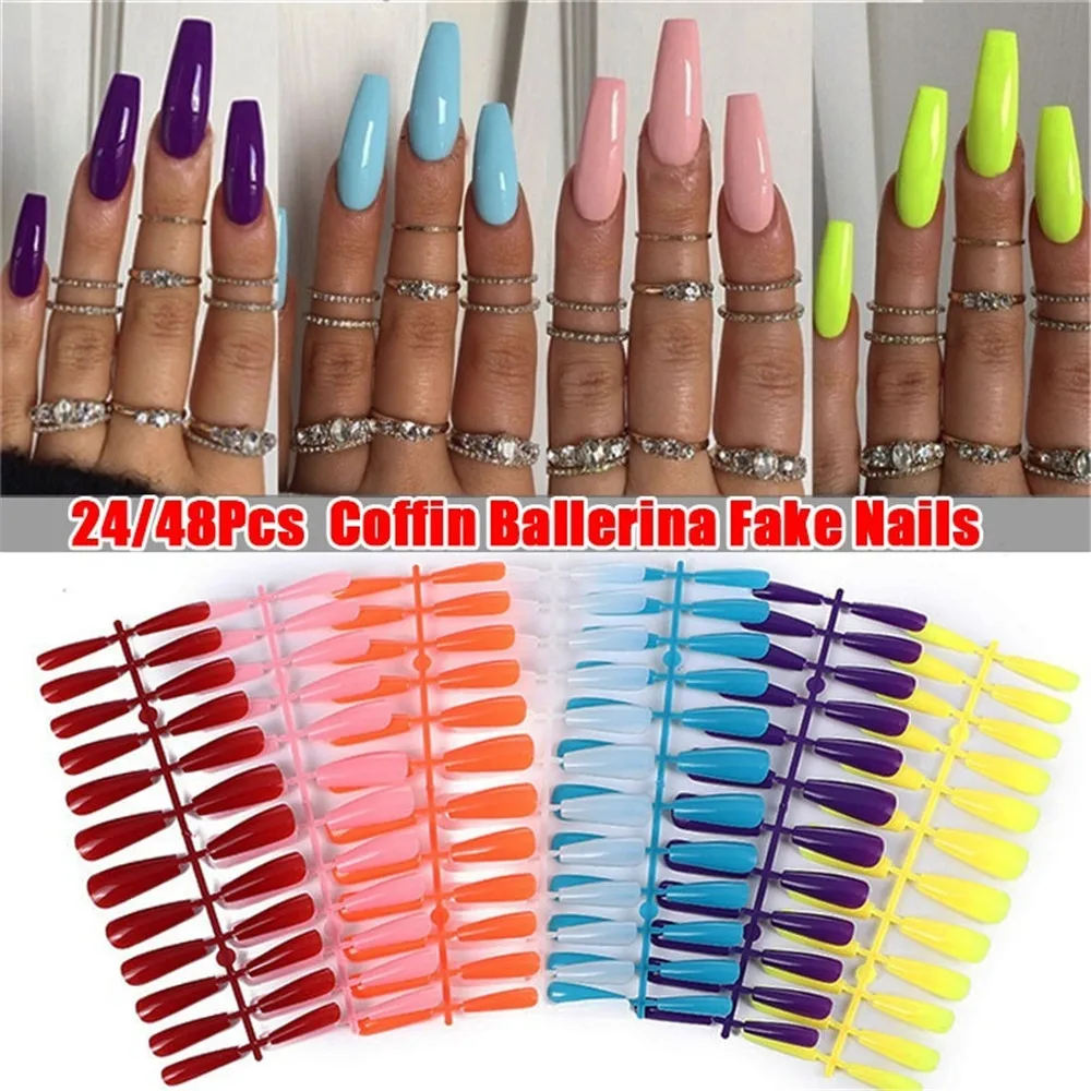 24/48Pcs Reusable False Nail Tips Set Full Cover for Decorated Stiletto with Design Press On Nails Art Fake Extension Tips Kit
24/48Pcs Reusable False Nail Tips Set Full Cover for Decorated Stiletto with Design Press On Nails Art Fake Extension Tips Kit