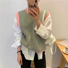 Knitwear Sweaters Vest Plaid Women Loose Jumpers Chic 2022 Sweet Warm Pullovers Elegant OL Spring Autumn New Girl Clothe 
Knitwear Sweaters Vest Plaid Women Loose Jumpers Chic 2022 Sweet Warm Pullovers Elegant OL Spring Autumn New Girl Clothe