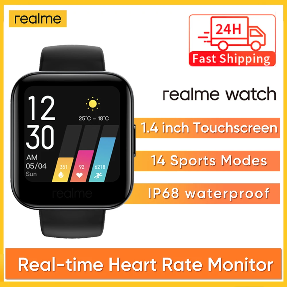 Новый realme Смарт часы дисплей измеряющий сердечный ритм в реальном времени крови кислородом монитор IP68