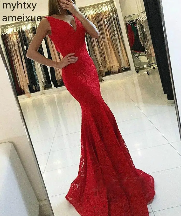 Hot Cheap Custom Lace Mermaid Sexy Evening Dresses 2019 Red A Line V Neck Formal Holiday Wear Celebrity Party Gowns Event Dress
Hot Cheap Custom Lace Mermaid Sexy Evening Dresses 2019 Red A Line V Neck Formal Holiday Wear Celebrity Party Gowns Event Dress