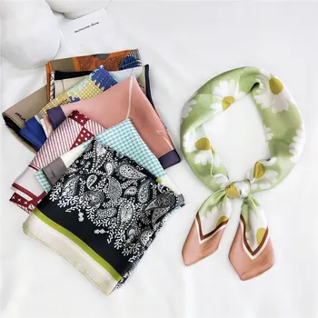 

designer brand Cashew women scarf fashion 2020 flower print silk scarves square small Handkerchief office neck hair scarfs