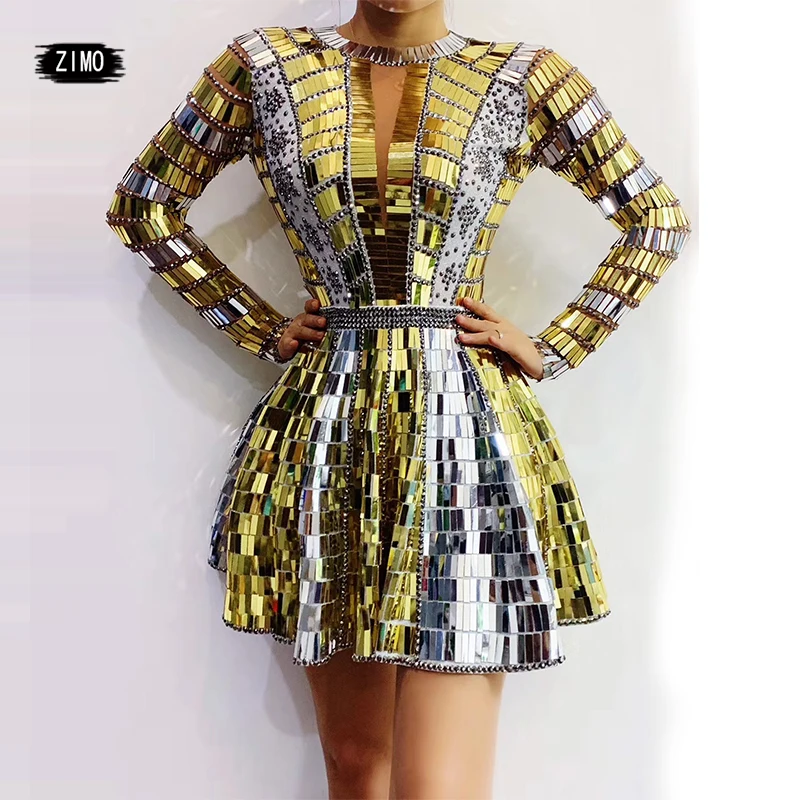 Womens Sparkly Rhinestone sequin silver gold Long Sleeves dress backless Dance Birthday party nightclub Celebrate Singer stage
Womens Sparkly Rhinestone sequin silver gold Long Sleeves dress backless Dance Birthday party nightclub Celebrate Singer stage