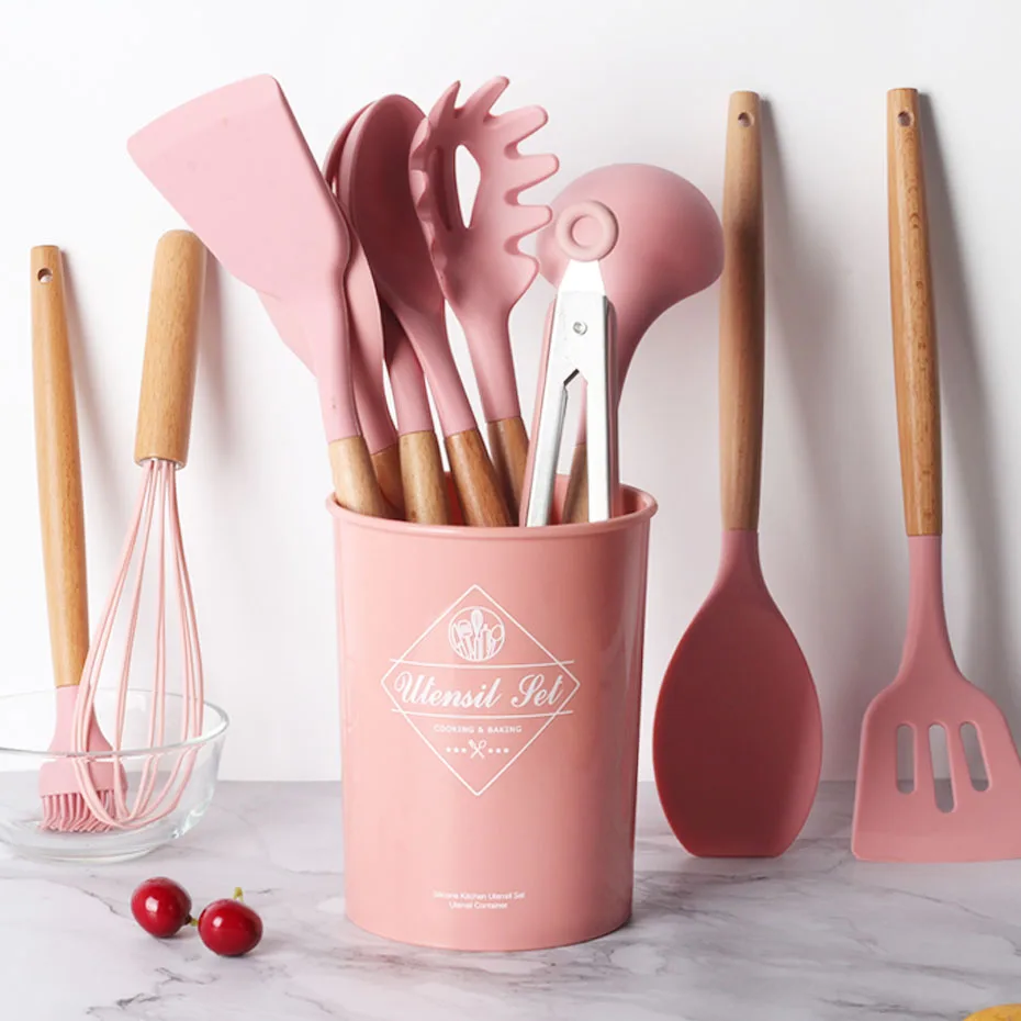 8/9/13PCS Silicone Cooking Utensils Set Non-stick Spatula Shovel Wooden Handle Cooking Tools Set With Storage Box Kitchen Tools
8/9/13PCS Silicone Cooking Utensils Set Non-stick Spatula Shovel Wooden Handle Cooking Tools Set With Storage Box Kitchen Tools