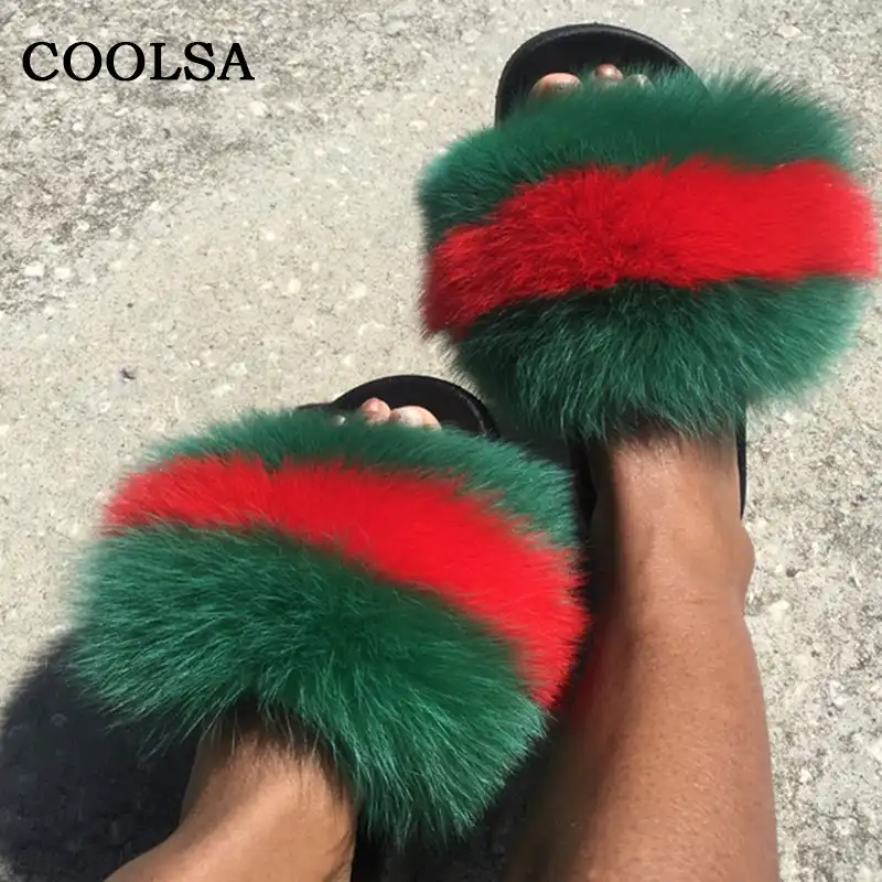 gucci fox fur slides