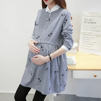Spring Autumn Plaid Long-Sleeved Pregnant Women Dress breastfeeding Shirts Embroidery Cotton Lactation Blouses Maternity Dresses
Spring Autumn Plaid Long-Sleeved Pregnant Women Dress breastfeeding Shirts Embroidery Cotton Lactation Blouses Maternity Dresses