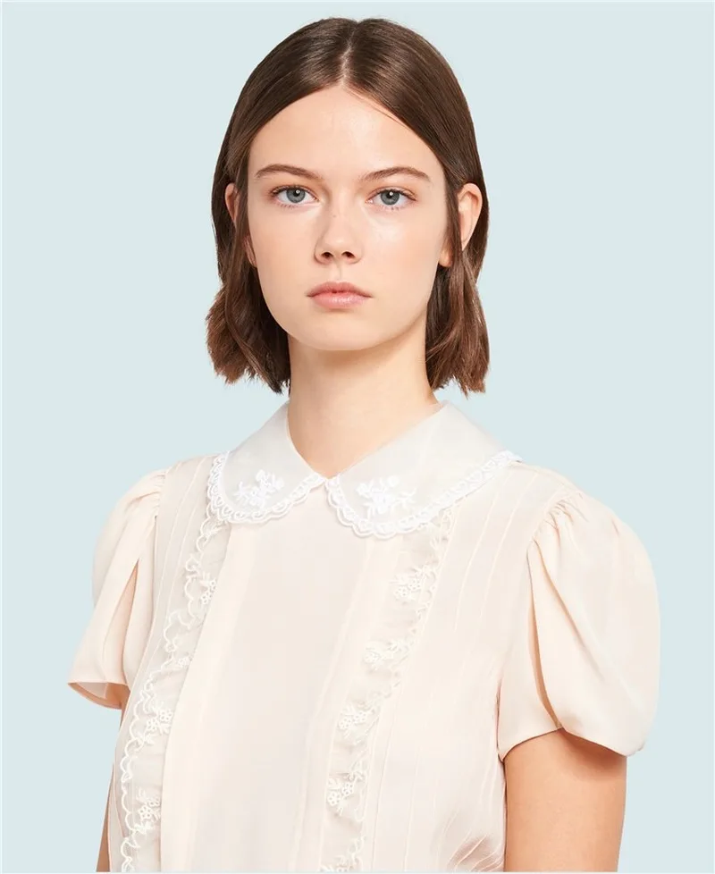 2020 New Summer Women Shirt Casual Shorte Crop Top Blouses Shirts Puff Sleeve Peter Pan Collar Chiffon Elegant Tops Fashion
2020 New Summer Women Shirt Casual Shorte Crop Top Blouses Shirts Puff Sleeve Peter Pan Collar Chiffon Elegant Tops Fashion