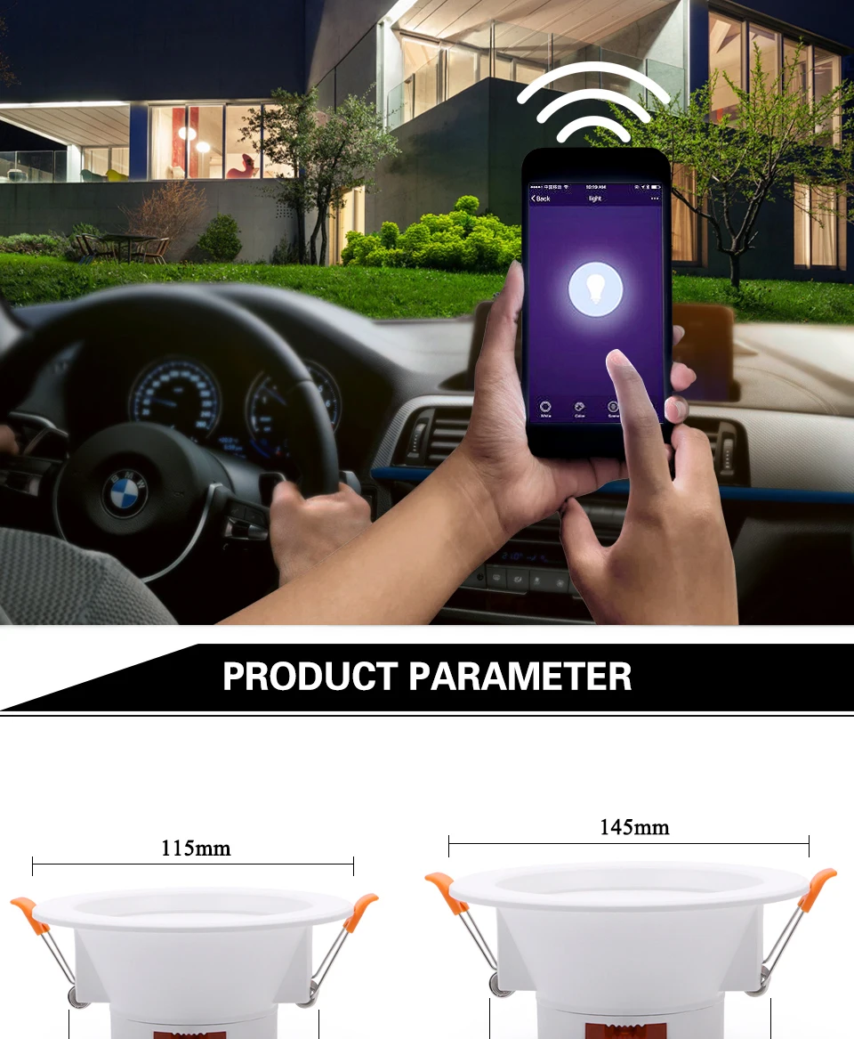 YYXMB LED Down light WiFi Smart life Ceiling Downlight APP RGB Warm Cool Changing Color with 7W 9W Alexa Google Home