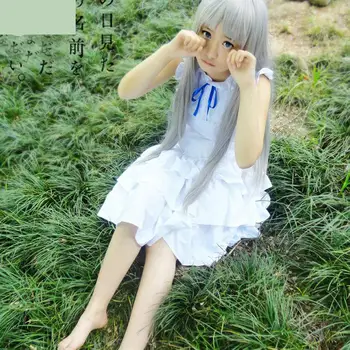 

Sexy Uniform Dress Suit Unseen Flower Dress Honma Bud Clothing Women Face Code White Sleeveless Clothes Cosplay Clothing Props