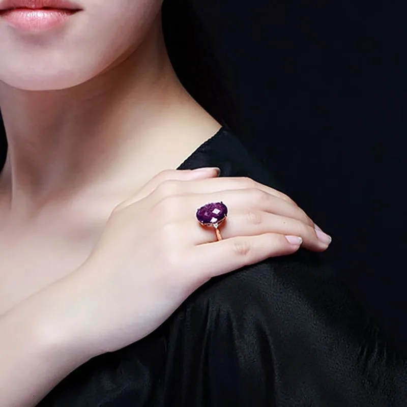 Женское кольцо с аметистом JoiasHome овальным большим драгоценным камнем