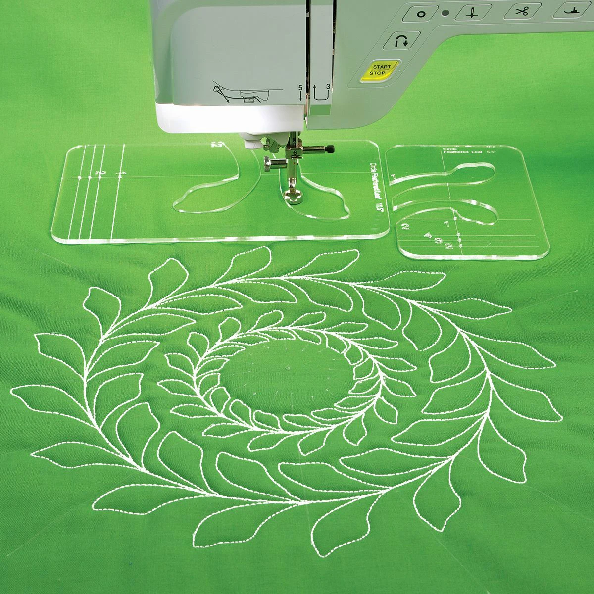 Circle Wreath Feathered Leaf Templates Expansion set for demestic sewing machine # YY02 # 1set = 2pcs
Circle Wreath Feathered Leaf Templates Expansion set for demestic sewing machine # YY02 # 1set = 2pcs