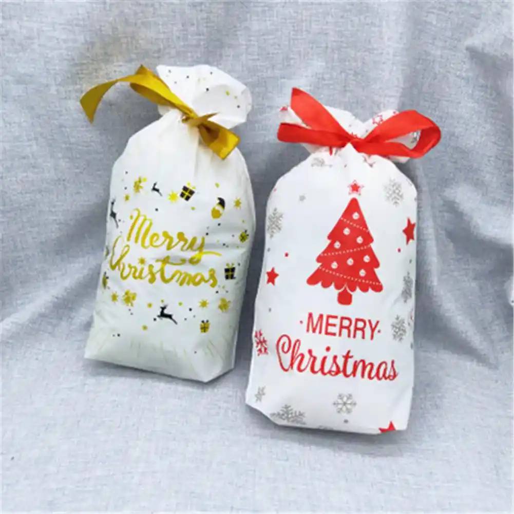 50pcs christmas candy bag reusable drawstring bag storage pouch