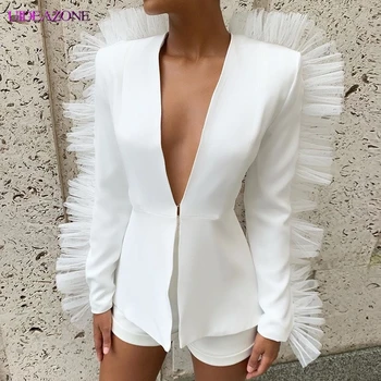 UIDEAZONE Woman Two piece Suit With Ruffle Ruched Mesh V-Neck Blazer&High Waist Shorts Pure Color Office Lady Set
UIDEAZONE Woman Two piece Suit With Ruffle Ruched Mesh V-Neck Blazer&High Waist Shorts Pure Color Office Lady Set