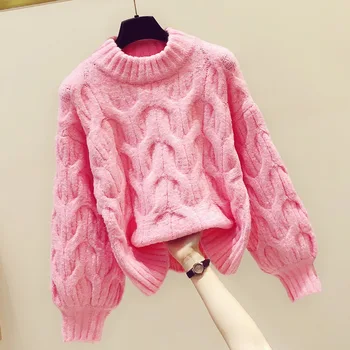 2020 Spring Winter New Korean Thick Warm Pink Sweater Women Round-Neck Coarse Twist Sweaters Casual Knitwear Ladies Jumper Pull
2020 Spring Winter New Korean Thick Warm Pink Sweater Women Round-Neck Coarse Twist Sweaters Casual Knitwear Ladies Jumper Pull