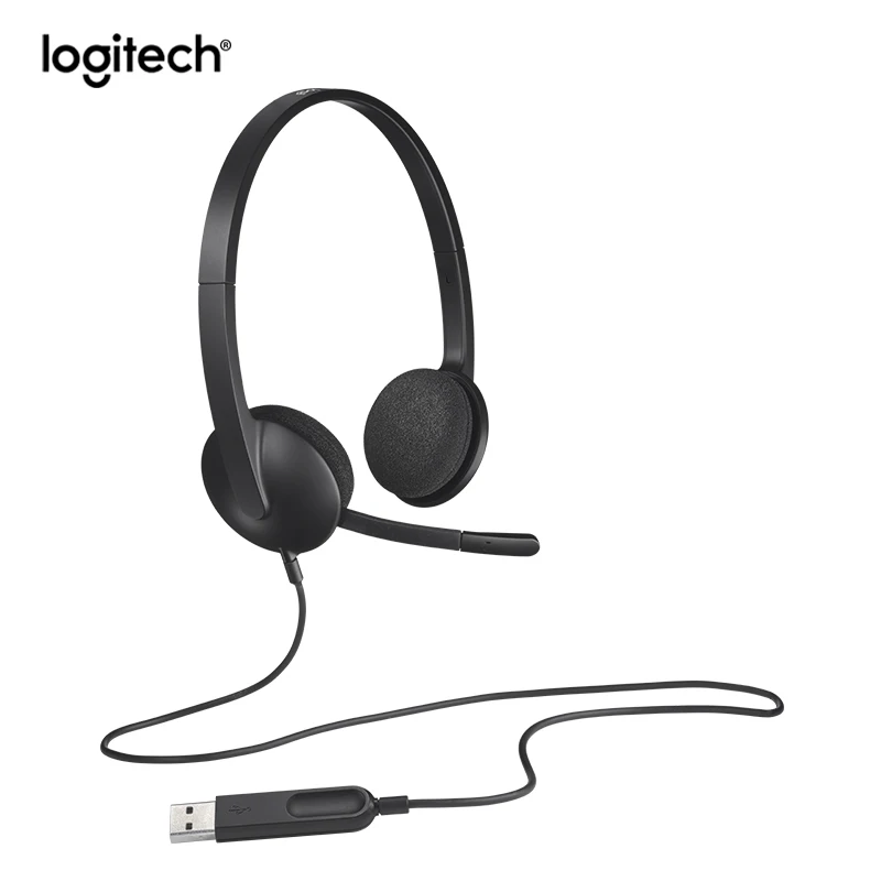 Logitech H340 Stereo Headphones USB computer headset microphone for Video Chat Computer Office Wired Headset | Электроника
