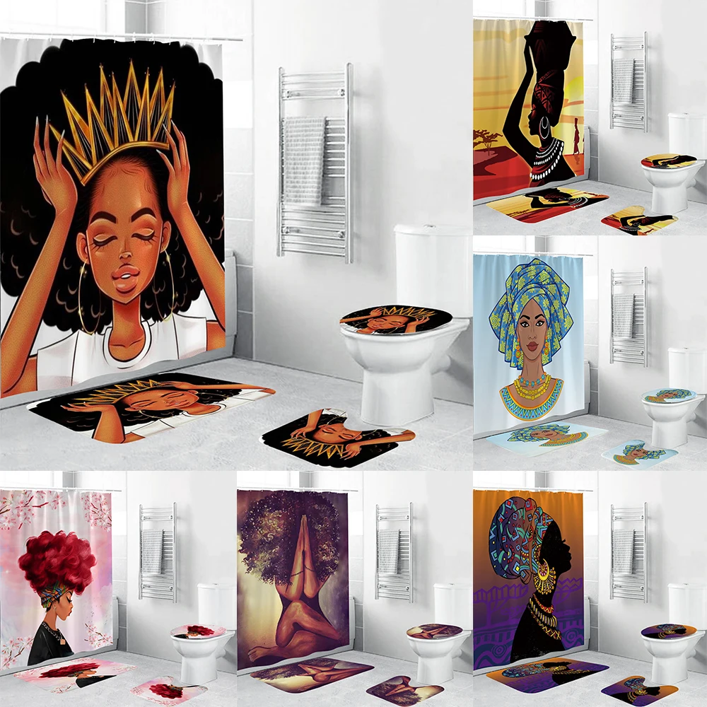 Beautiful African Girl Durable Fabric Shower Curtain Bathroom Set Carpet Cover Toilet Cover Bath Mat Pad 4 Pieces 8 Patterns
Beautiful African Girl Durable Fabric Shower Curtain Bathroom Set Carpet Cover Toilet Cover Bath Mat Pad 4 Pieces 8 Patterns