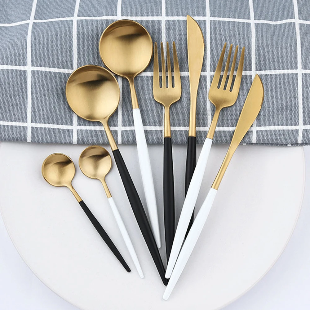 Gold Dinnerware Stainless Steel Flatware Fork Spoons Knife for Everyday Use or Travel
Gold Dinnerware Stainless Steel Flatware Fork Spoons Knife for Everyday Use or Travel