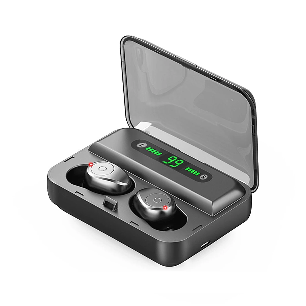 TWS Bluetooth earphone waterproof dual call Digital Display Stereo Wireless earbuds Sport earphone with 2000 mAh charging bin
TWS Bluetooth earphone waterproof dual call Digital Display Stereo Wireless earbuds Sport earphone with 2000 mAh charging bin