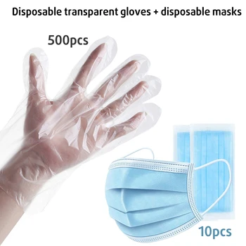 Disposable Transparent Gloves and 3 Layers Dust protection Mask Set Dust Filter Safety Mask Proof Flu Earloop Face Masks
Disposable Transparent Gloves and 3 Layers Dust protection Mask Set Dust Filter Safety Mask Proof Flu Earloop Face Masks