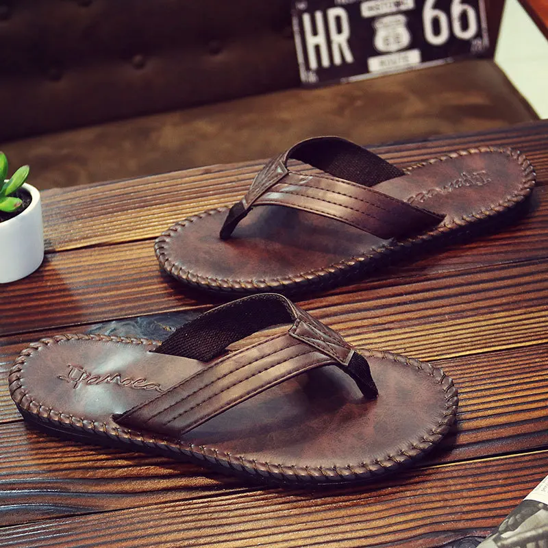 Men's Flip Flops PU Leather Slippers Summer British Sandals and Slippers Flip-flops Non-slip Platform Flat Sandals
Men's Flip Flops PU Leather Slippers Summer British Sandals and Slippers Flip-flops Non-slip Platform Flat Sandals