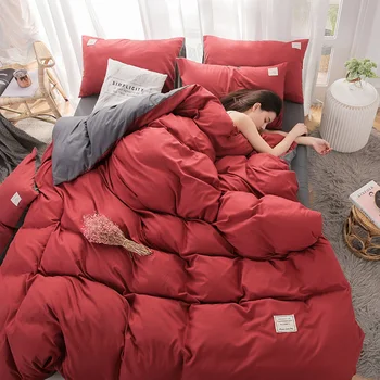 Solid Color Denim Bedding Single Student Dormitory Bed Sheet Quilt Cover Quilt Sheets Three-Piece Set 
Solid Color Denim Bedding Single Student Dormitory Bed Sheet Quilt Cover Quilt Sheets Three-Piece Set