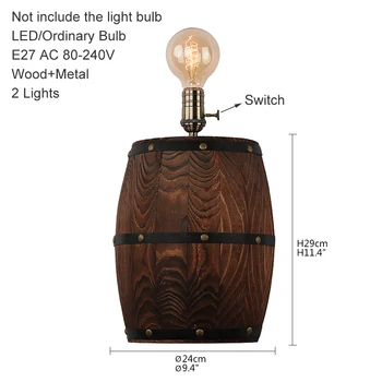 Vintage pastoral wall lamps American wine barrel modern wall lights LED E27 for bedroom dining room restaurant kitchen aisle bar
Vintage pastoral wall lamps American wine barrel modern wall lights LED E27 for bedroom dining room restaurant kitchen aisle bar