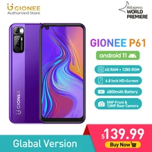 GIONEE P61 Android 11 Smartphone Helio P60 CellPhone 4G+128G Mobile Phone 6.8" HD Screen
GIONEE P61 Android 11 Smartphone Helio P60 CellPhone 4G+128G Mobile Phone 6.8" HD Screen