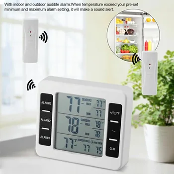 Wireless Digital Thermometer Forecast Freezer Fridge In/Outdoor Alarm + 1Pcs/2 Pcs Sensor
Wireless Digital Thermometer Forecast Freezer Fridge In/Outdoor Alarm + 1Pcs/2 Pcs Sensor