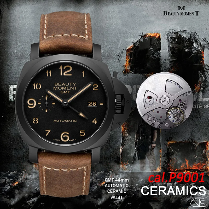 Men's Mechanical Watch PAM441 Real Ceramic VSF Brown Assolutamente Leather Strap P9001 Movement GMT Function 44mm AAA Watch
Men's Mechanical Watch PAM441 Real Ceramic VSF Brown Assolutamente Leather Strap P9001 Movement GMT Function 44mm AAA Watch