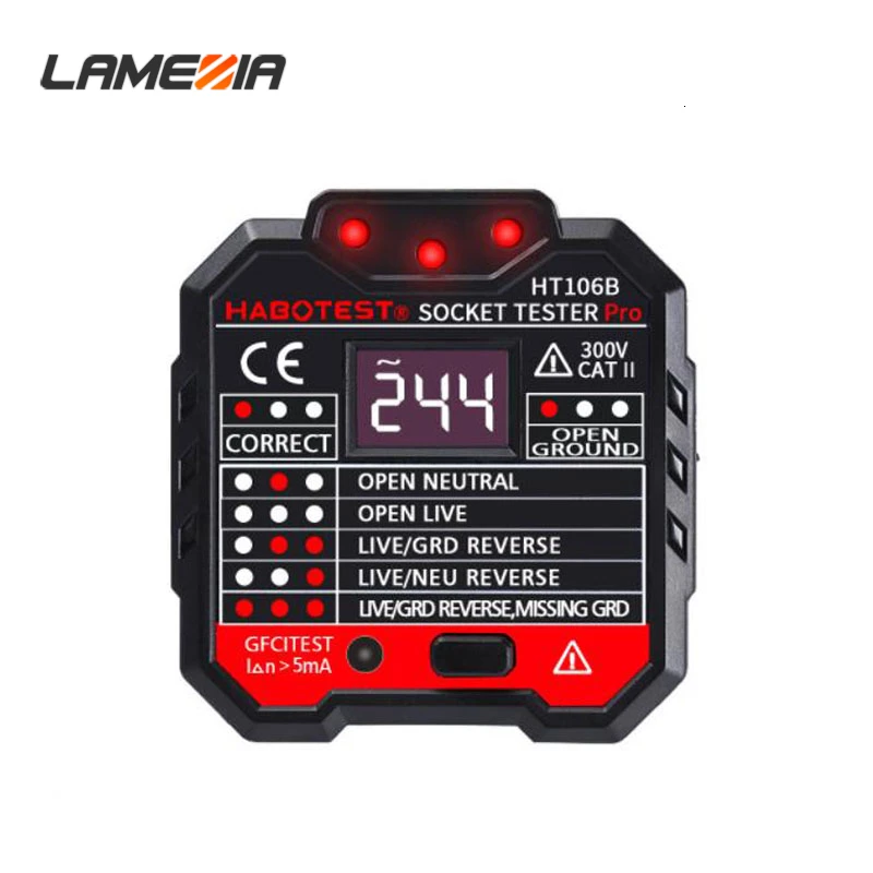 LCD Digital display Socket Detector Power Polarity Electroscope RCD Electric Automatic Neutral Live Earth Wire Test Tester
LCD Digital display Socket Detector Power Polarity Electroscope RCD Electric Automatic Neutral Live Earth Wire Test Tester