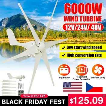 6000W Wind Turbines Generator 12V/24V/48V 6 Blade Wind Turbines Horizontal Home Powers Windmill Energy Turbines Charge
6000W Wind Turbines Generator 12V/24V/48V 6 Blade Wind Turbines Horizontal Home Powers Windmill Energy Turbines Charge