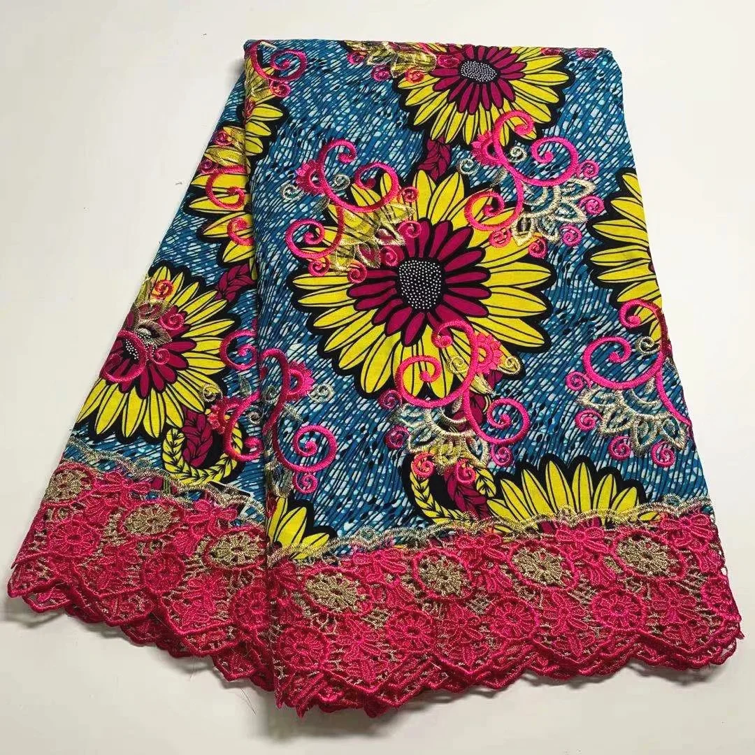 Fashion African 100% Cotton Wax Lace Fabric Ankara Embroidered Wax Mix Lace Materials 6Yards For Dress Q715-2
Fashion African 100% Cotton Wax Lace Fabric Ankara Embroidered Wax Mix Lace Materials 6Yards For Dress Q715-2