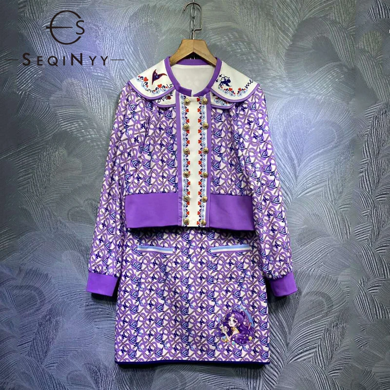 SEQINYY Sweet Purple Set 2020 Spring Autumn New Fashion Design Women Runway Jacket + Mini Skirt Bow Print Flowers Suit
SEQINYY Sweet Purple Set 2020 Spring Autumn New Fashion Design Women Runway Jacket + Mini Skirt Bow Print Flowers Suit