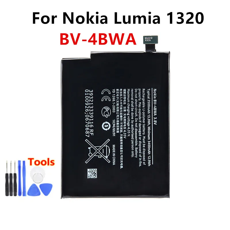 Оригинальная фотобатарея 3400 мАч для Nokia Lumia 1320 встроенные литий-полимерные батареи BV4BWA /BV 4BWA + Бесплатные инструменты
Оригинальная фотобатарея 3400 мАч для Nokia Lumia 1320 встроенные литий-полимерные батареи BV4BWA /BV 4BWA + Бесплатные инструменты