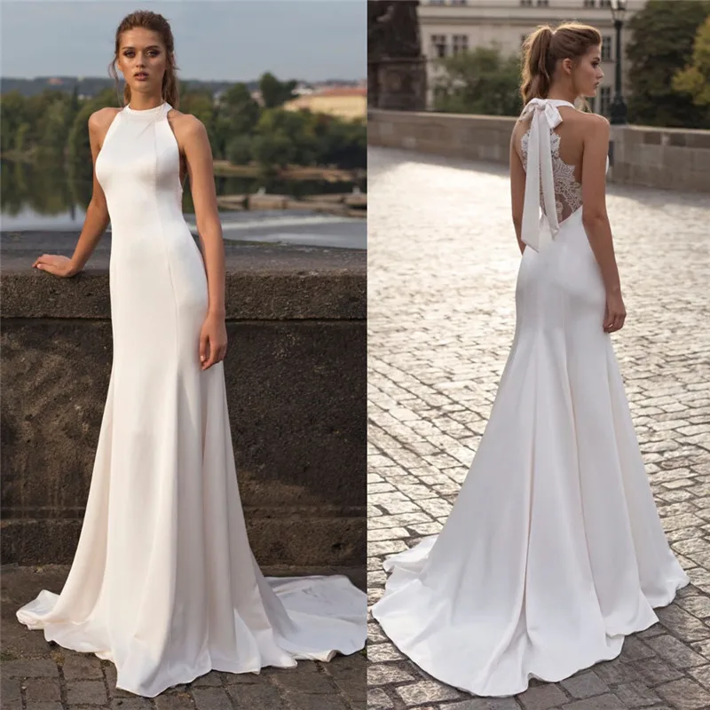 Simple O-Neck Natural Slim Mermaid Wedding Dresses Fishtail Long Spring Lace Back Bride's Wedding Gowns Formal Petite Beach
Simple O-Neck Natural Slim Mermaid Wedding Dresses Fishtail Long Spring Lace Back Bride's Wedding Gowns Formal Petite Beach