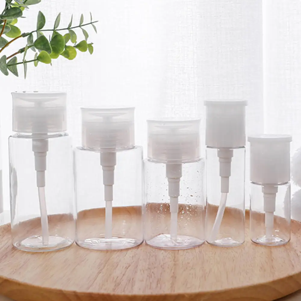 Refillable Bottle 100ml Empty Plastic Clear Bottle Makeup Container Nail Polish Remover Alcohol Liquid Press Pumping Bottle
Refillable Bottle 100ml Empty Plastic Clear Bottle Makeup Container Nail Polish Remover Alcohol Liquid Press Pumping Bottle