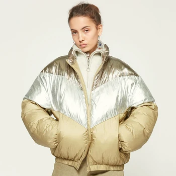 Cotton Contrast Coat Women Winter Loose Gold Silver Patchwork Zipper Stand Up Collar Pocket Jacket 2020 Clothes Women Parkas
Cotton Contrast Coat Women Winter Loose Gold Silver Patchwork Zipper Stand Up Collar Pocket Jacket 2020 Clothes Women Parkas