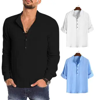 Fashion Men Solid Color Buttons Stand Collar Long Sleeve Shirt Pullover Blouse Solid Color Button Stand Collar Comfortable Top
Fashion Men Solid Color Buttons Stand Collar Long Sleeve Shirt Pullover Blouse Solid Color Button Stand Collar Comfortable Top