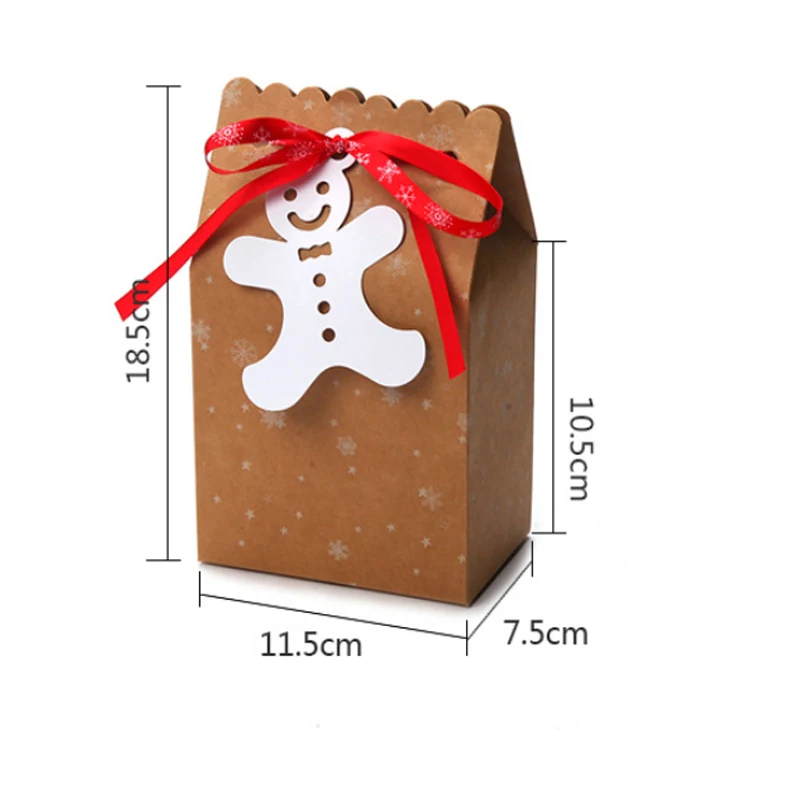 10pcs cookie candy box kraft paper christmas gift