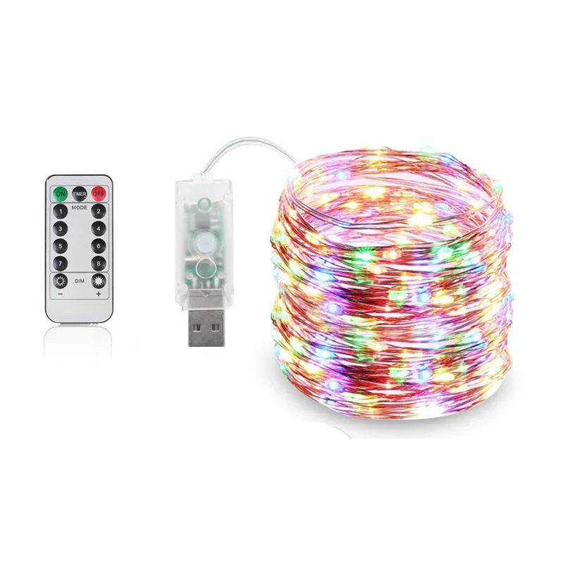 8 Mode Remote Control Dimmable USB Powered 5M 10M 15M 20M LED Copper Wire String Lights Decor Christmas Fairy Garlands Light | Лампы и
