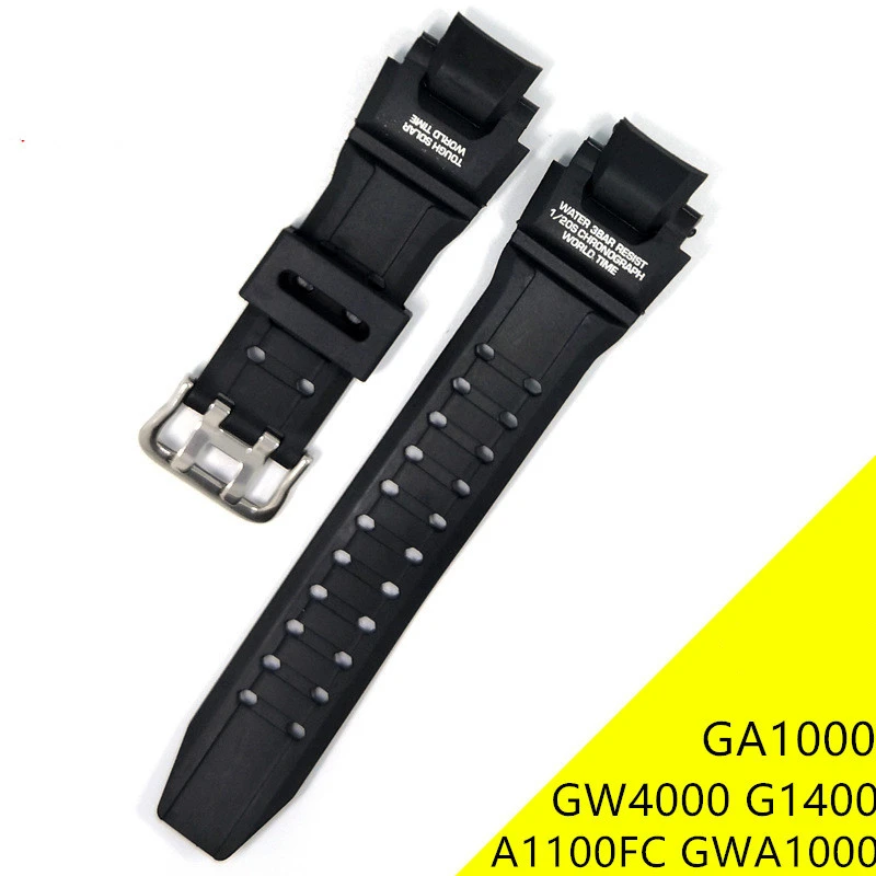 Ремешок силиконовый для Casio G-SHOCK GA1000 GW4000 G1400 черный водонепроницаемый браслет G Shock