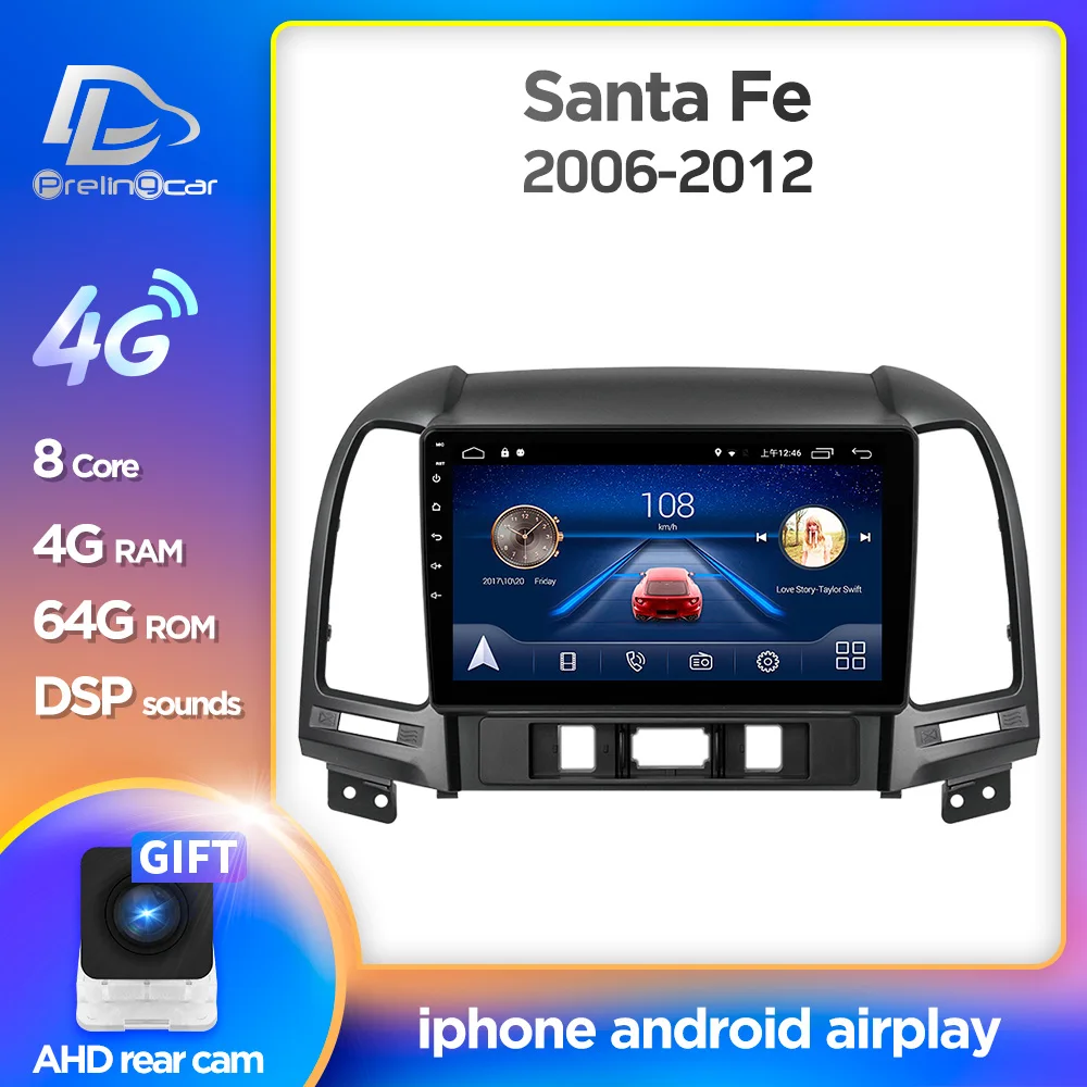 Prelingcar For Hyundai Santa Fe 2 Андроид 10 автомагнитола нет магнитола din DVD для Хендай Санта Фе