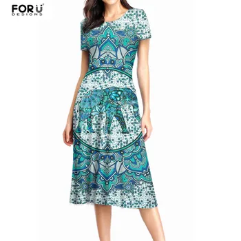 FORUDESIGNS Bohemian Elephant Mandala Print Summer Women Dress Boho Dress Short Sleeve Elegant Daily Midi Dress for Female Girls
FORUDESIGNS Bohemian Elephant Mandala Print Summer Women Dress Boho Dress Short Sleeve Elegant Daily Midi Dress for Female Girls