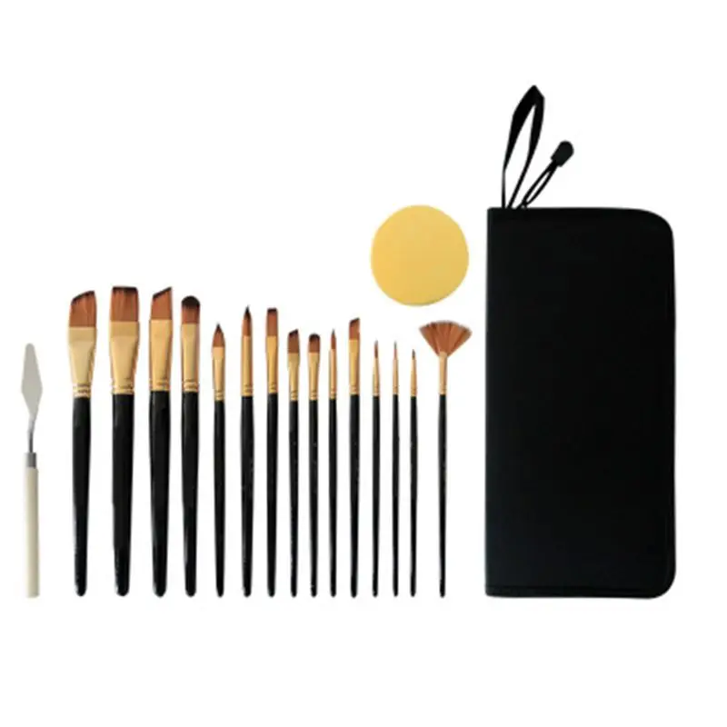 17pcs Watercolor Paint Brushes Set Nylon Hair Oil Painting Art Sponge Canvas Bag L9BA
17pcs Watercolor Paint Brushes Set Nylon Hair Oil Painting Art Sponge Canvas Bag L9BA