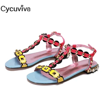 Western Style Women Flat Heels Sandals Rivets Studde Casual Shoes Woman Summer T-Strap Patent Leather Mules Fashion Beach Shoes
Western Style Women Flat Heels Sandals Rivets Studde Casual Shoes Woman Summer T-Strap Patent Leather Mules Fashion Beach Shoes