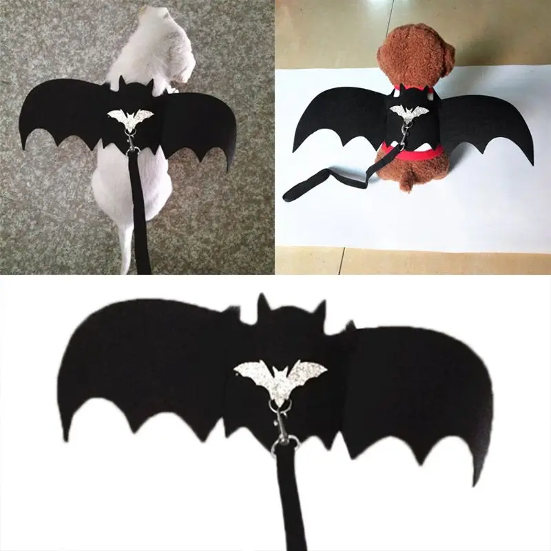 

1PC Halloween Pattern Harnesses Cute Pet Cat Costumes Bat Wings Dress Up Puppy Dog Leash Decor Pet T