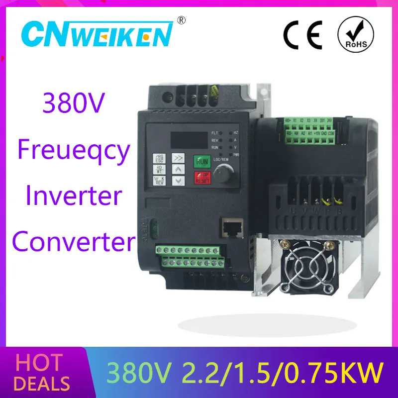 

380V 1.5KW/2.2KW/4KW/5.5KW/7.5KW/11KW VFD AC Frequency Inverter Three Phase Input to 3 Phase Output Drives Frequency Converter
