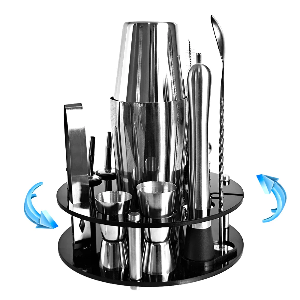 Bartender Kit 20-Piece Boston Cocktail Shaker Set Rotating Round Bracket Suit For Mixed Drinks Martini Bar Tools Stainless Steel
Bartender Kit 20-Piece Boston Cocktail Shaker Set Rotating Round Bracket Suit For Mixed Drinks Martini Bar Tools Stainless Steel